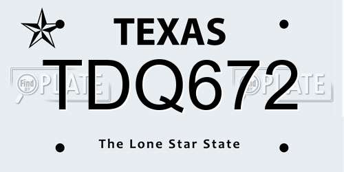 TDQ672 Texas License Plate