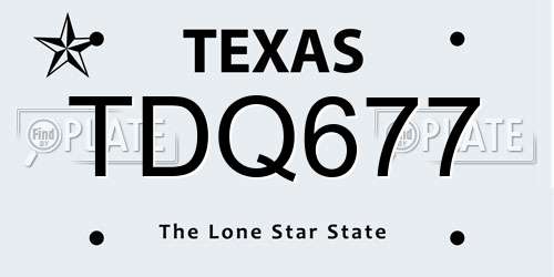TDQ677 Texas License Plate