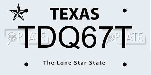 TDQ67T Texas License Plate