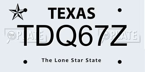 TDQ67Z Texas License Plate