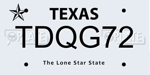 TDQG72 Texas License Plate
