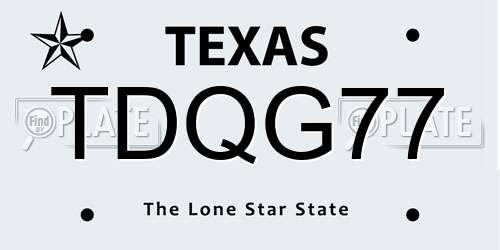 TDQG77 Texas License Plate