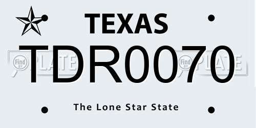 TDR0070 Texas License Plate