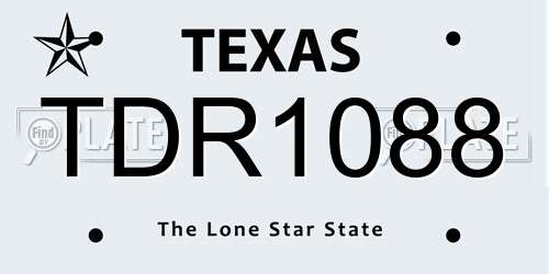 TDR1088 Texas License Plate