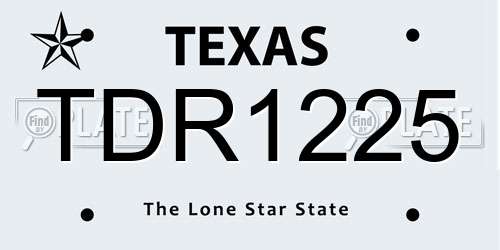 TDR1225 Texas License Plate