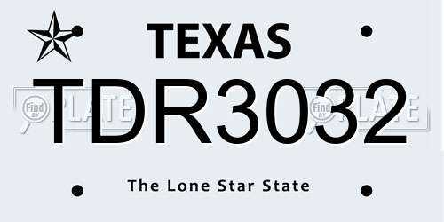 TDR3032 Texas License Plate