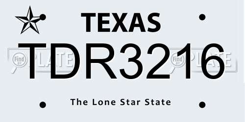TDR3216 Texas License Plate