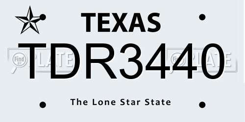 TDR3440 Texas License Plate