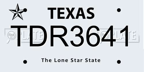 TDR3641 Texas License Plate
