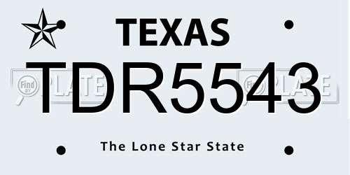 TDR5543 Texas License Plate