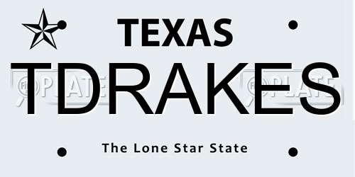 TDRAKES Texas License Plate