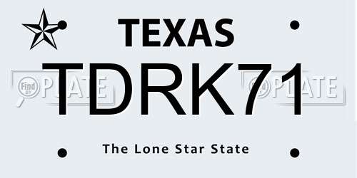 TDRK71 Texas License Plate
