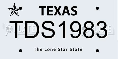 TDS1983 Texas License Plate