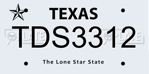 TDS3312 Texas License Plate