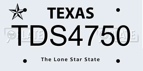 TDS4750 Texas License Plate