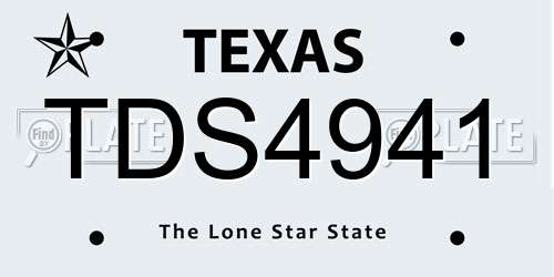 TDS4941 Texas License Plate