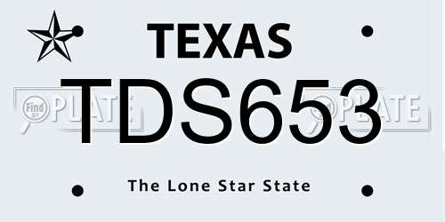 TDS653 Texas License Plate