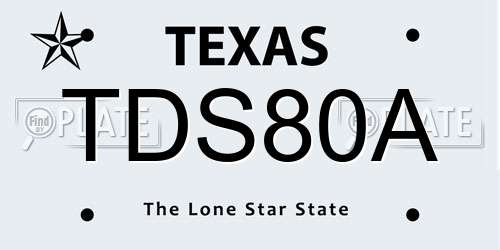 TDS80A Texas License Plate