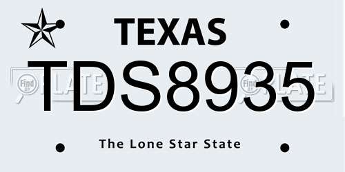 TDS8935 Texas License Plate