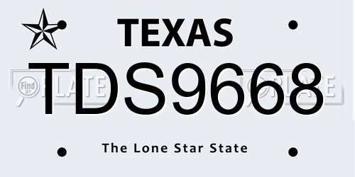 TDS9668 Texas License Plate