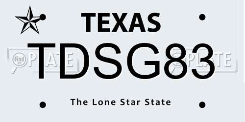TDSG83 Texas License Plate