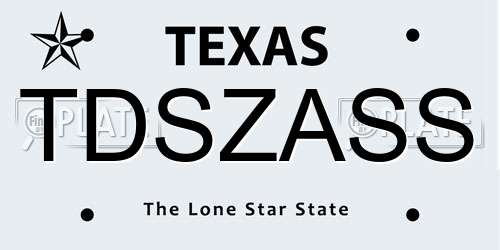 TDSZASS Texas License Plate