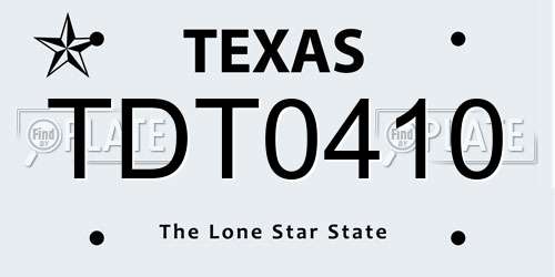 TDT0410 Texas License Plate
