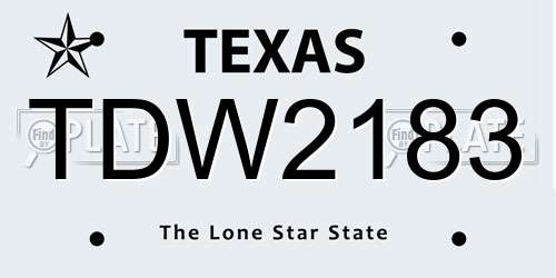 TDW2183 Texas License Plate