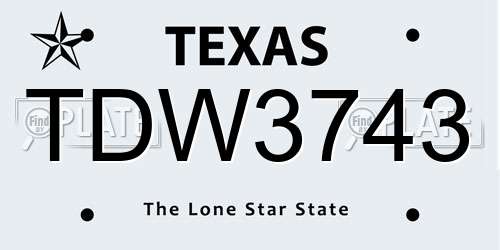 TDW3743 Texas License Plate