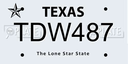 TDW487 Texas License Plate