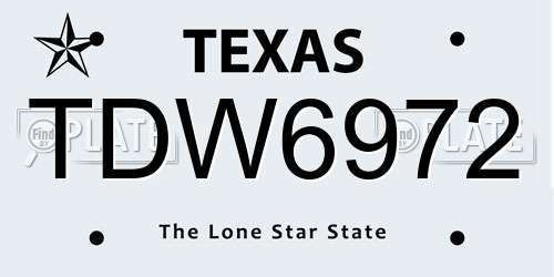 TDW6972 Texas License Plate