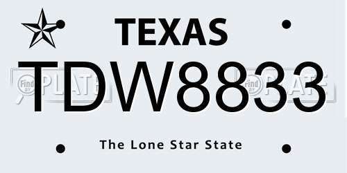 TDW8833 Texas License Plate