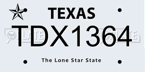 TDX1364 Texas License Plate
