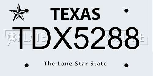 TDX5288 Texas License Plate