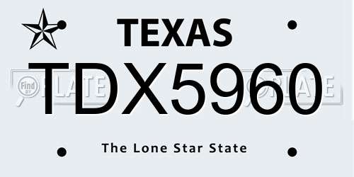 TDX5960 Texas License Plate
