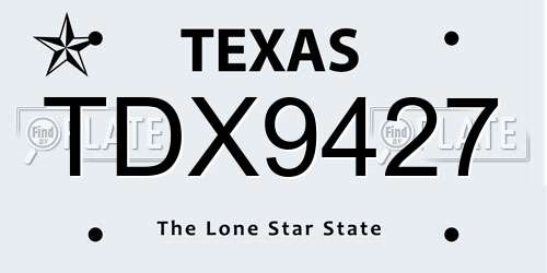 TDX9427 Texas License Plate