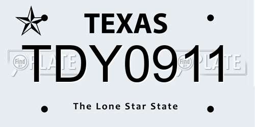 TDY0911 Texas License Plate