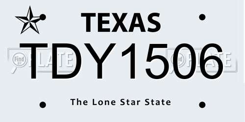 TDY1506 Texas License Plate