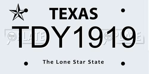 TDY1919 Texas License Plate