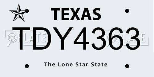 TDY4363 Texas License Plate