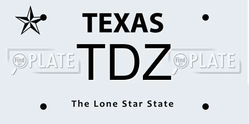 TDZ Texas License Plate