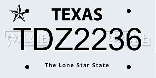 TDZ2236 Texas License Plate