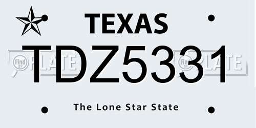 TDZ5331 Texas License Plate