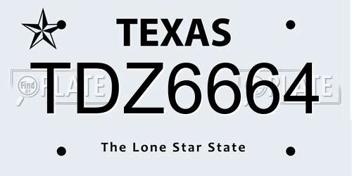 TDZ6664 Texas License Plate