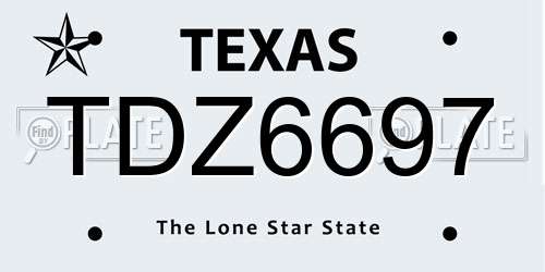 TDZ6697 Texas License Plate