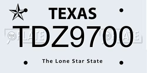 TDZ9700 Texas License Plate