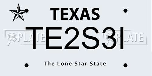 TE2S3I Texas License Plate