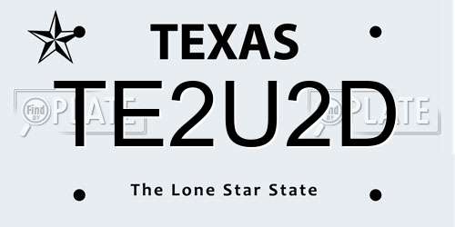 TE2U2D Texas License Plate