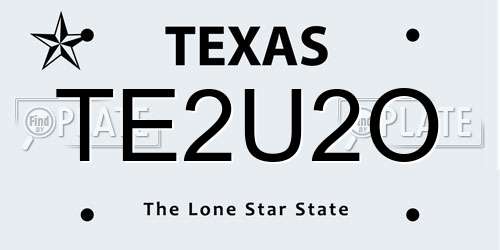 TE2U2O Texas License Plate