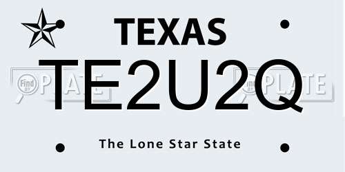TE2U2Q Texas License Plate